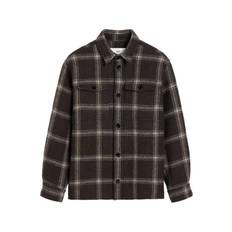 AMI PARIS CHECKERED WOOL OVERSHIRT Size: S, colour: BROWN