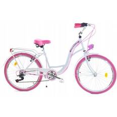 Børnecykel med 6 gear, 24", lyserød/hvid