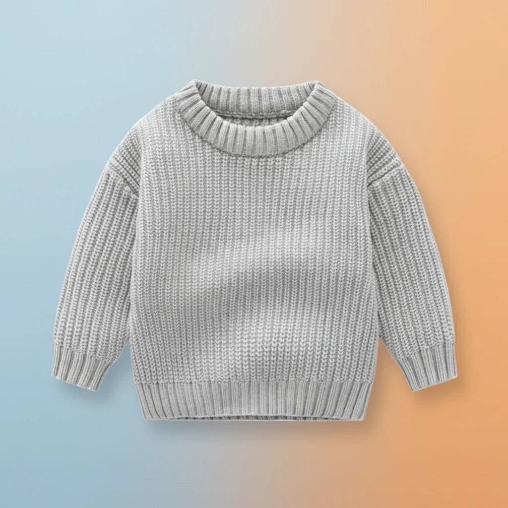 PureSoft – Classic & Cozy - Enfärgad stickad tröja Grå / 73 (1 år) | Pedagogiska Träleksaker