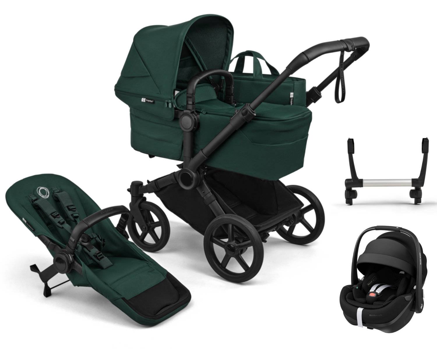 Bugaboo Donkey 6 Mono 3-in-1 incl. Maxi Cosi Pebble 360 Pro2 - Black / Fern Green