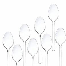 Commerline 100 Stück Plastiklöffel Plastikbesteck | Partygeschirr Mehrweg & Robust Plastik Löffel | Party Besteck Wiederverwendbar | Spülmaschinenbeständig gemäß (100, Löffel), Transparent