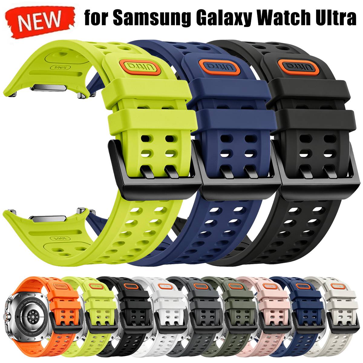 For Samsung Galaxy Watch Ultra 2 Original Watch Band Sport Silicone Correa Bracelet GalaxyWatch Ultra 2026 2025 Breathable Strap