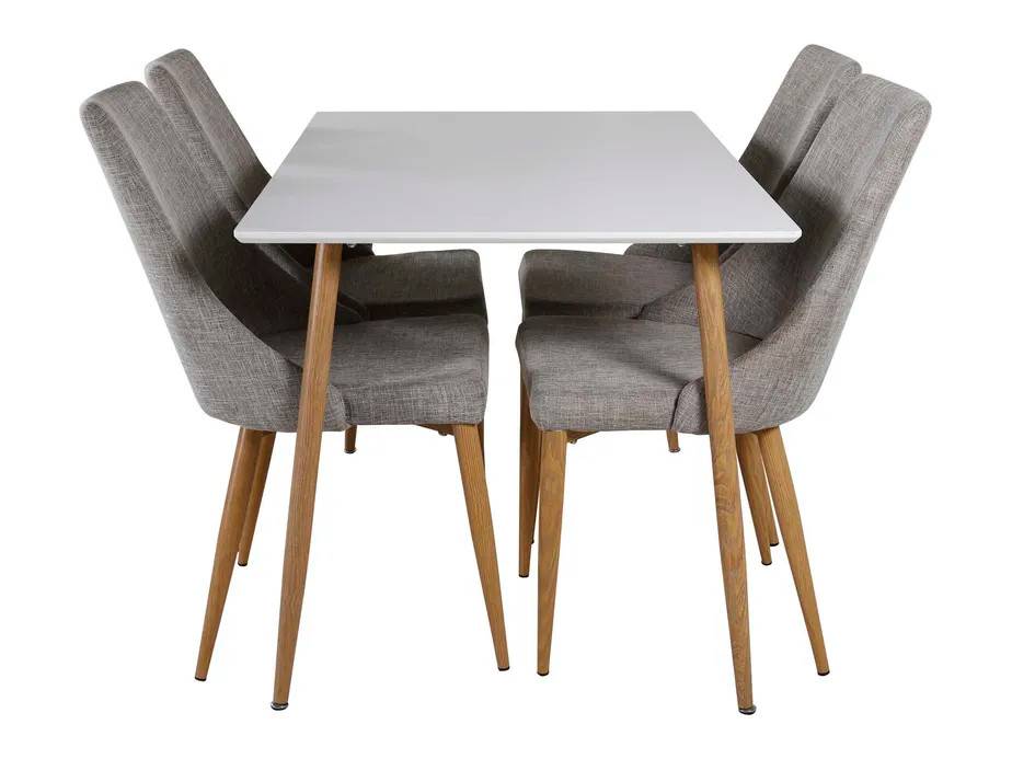Venture Design Polar & Leone spisegruppe Hvid/grå 4 st stole & borde 120 x 75 cm