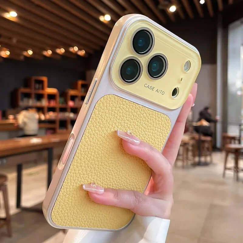 Lychee pattern Phone Case Full body Coverage - Milky Yellow / IPhone17ProMax
