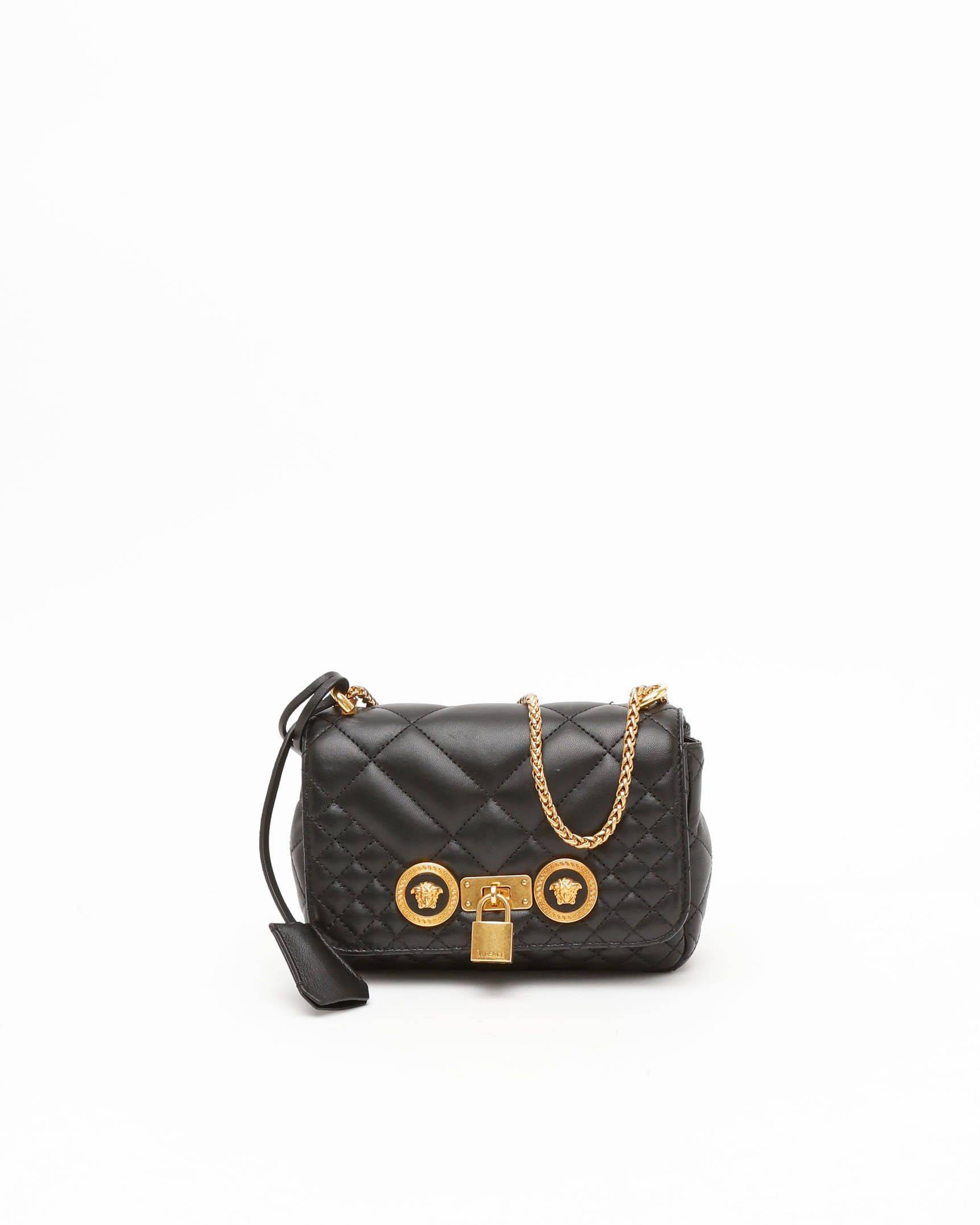 Versace Mini Quilted Icon Bag - Black (14x18x5 cm)