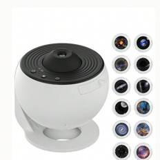 Galaxy Projector 13 i 1 Planetarium Starry Sky-projektor, med 12 filmskivor - 360° rotationsjustering, Nebulaprojektorljus, tidsinställd och tyst desi - Vitt