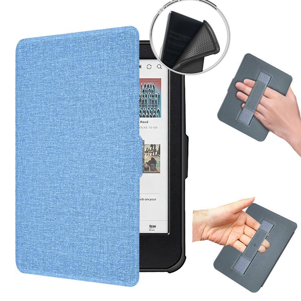 I lager Kobo Clara BW E-läsare Linnetextur TPU Skyddsfodral med Handstöd N365 himmelsblå färg