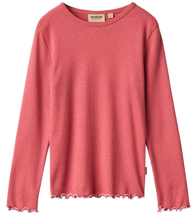 Wheat Bluse - Rib/Modal - Elsie - Raspberry m. Blonder - Wheat - 5 år (110) - Bluse