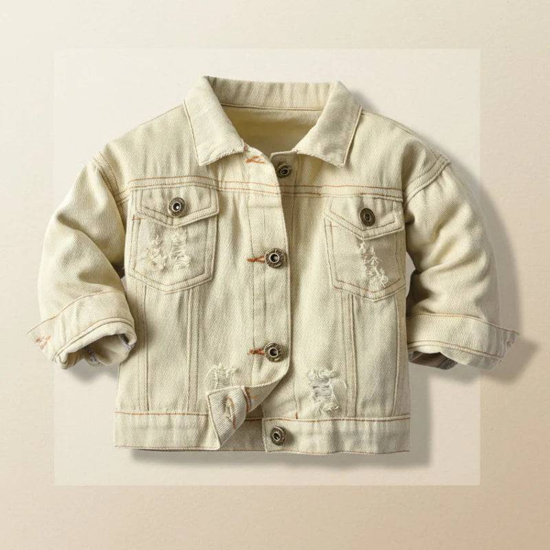 Candy Color-jeansjacka – Lättviktig jeansjacka för barn Beige / 140 (6–7 år) | Pedagogiska Träleksaker