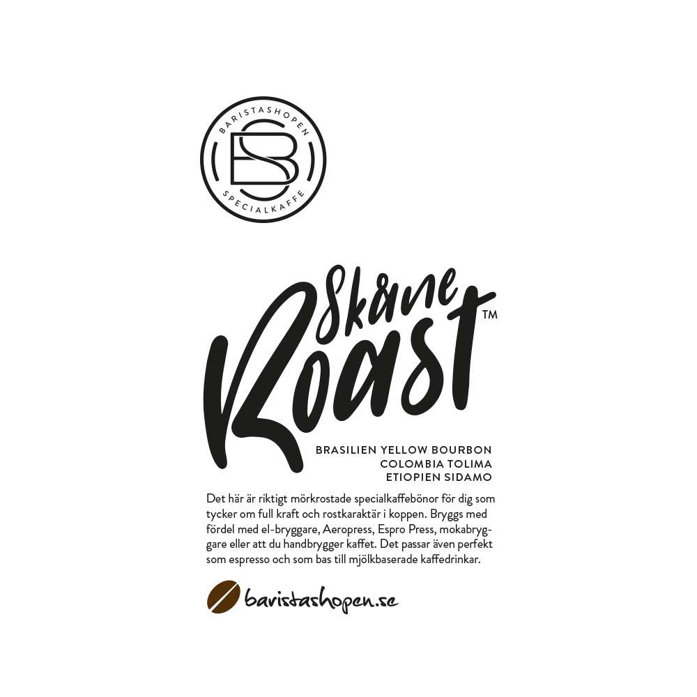 Baristashopen - Skåne Roast - Kraftfulla och mörkrostade kaffebönor - 1000g