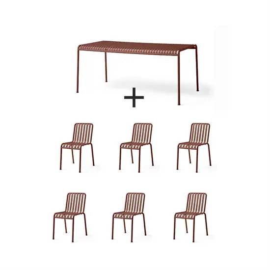 Hay - Palissade sæt - bord + 6 stole - Iron Red - Rød- 6 chairs