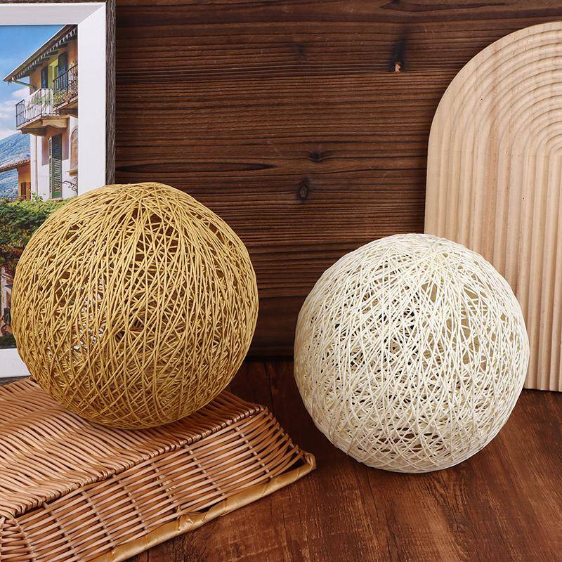 Rund Koncis Handvävd Rattan Vinboll Hänglampskärm Ljus Lampskärmar Ljustillbehör(20 cm diameter)