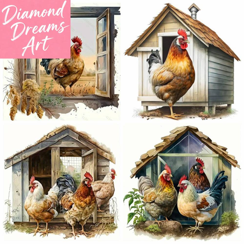 Frameless, New Diamond Painting Animal Home Decor Full Round Square Drill Mosaic Chicken Picture Of Rhinestones Craft Kit