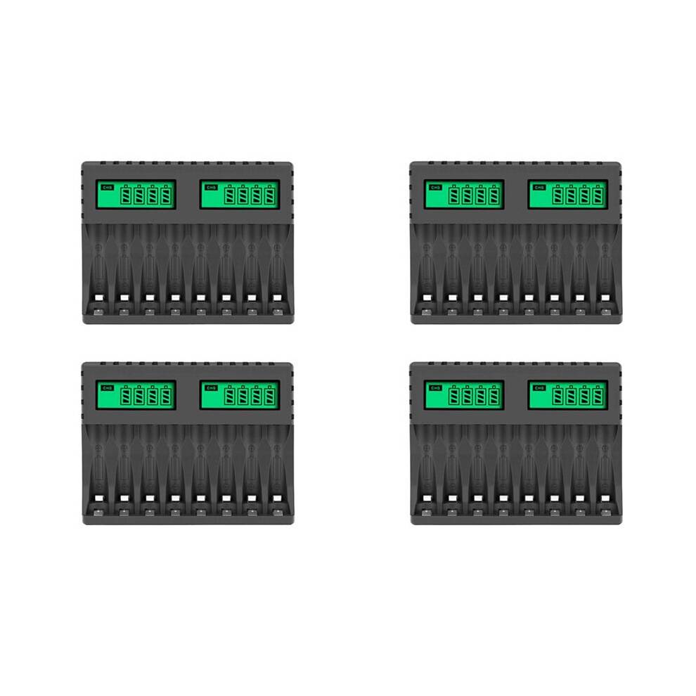 4X Battery Charger LCD Display Intelligent 8-Slot Chargers for AA/AAA NiCd NiMh Rechargeable Batteries AA Charger