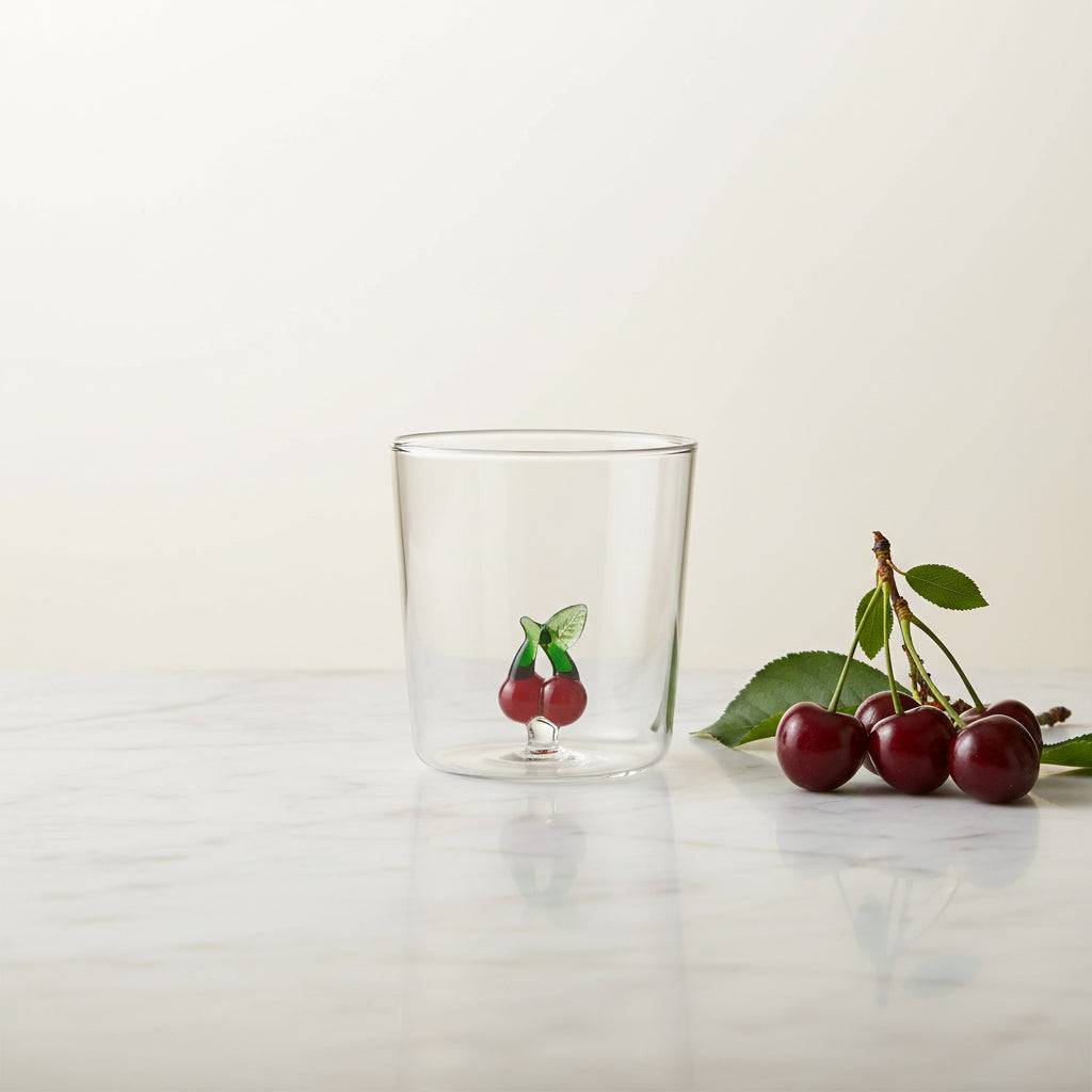 Cherry Water Glasses – Set of 4 Handblown Cherry Glasses 300 ml