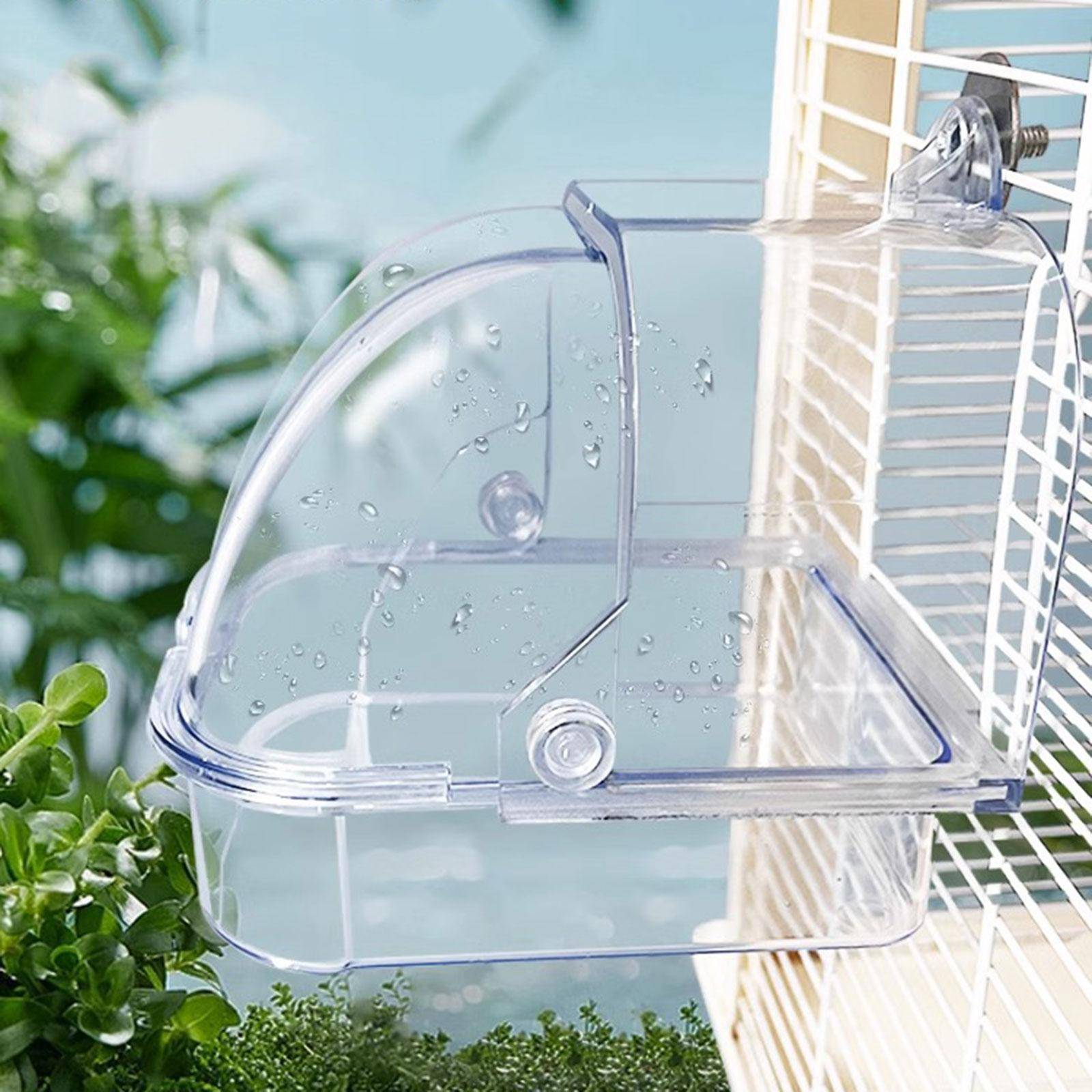 Alla Storlekar Fågelbadrum för Papegojor Fågel Transparent Badkar Fågelbur Duschlåda Badtillbehör för Conures Dvärgpapegojor vit