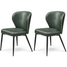 VASAGLE EKHO Collection – Dining Chairs Set of 2, Upholstered Kitchen Chairs, Comfortable Seat, Synthetic Leather with Stitching, Mid-Century Modern, Easy Assembly, Living Room Lounge, Forest Green