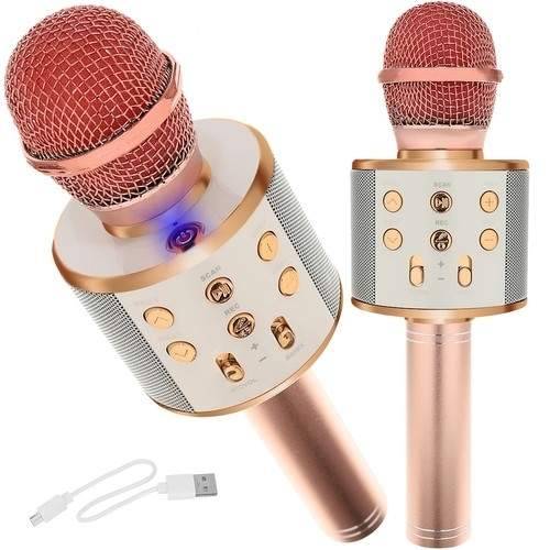 Bärbar Bluetooth Karaokemikrofon med Högtalare, Roséguld