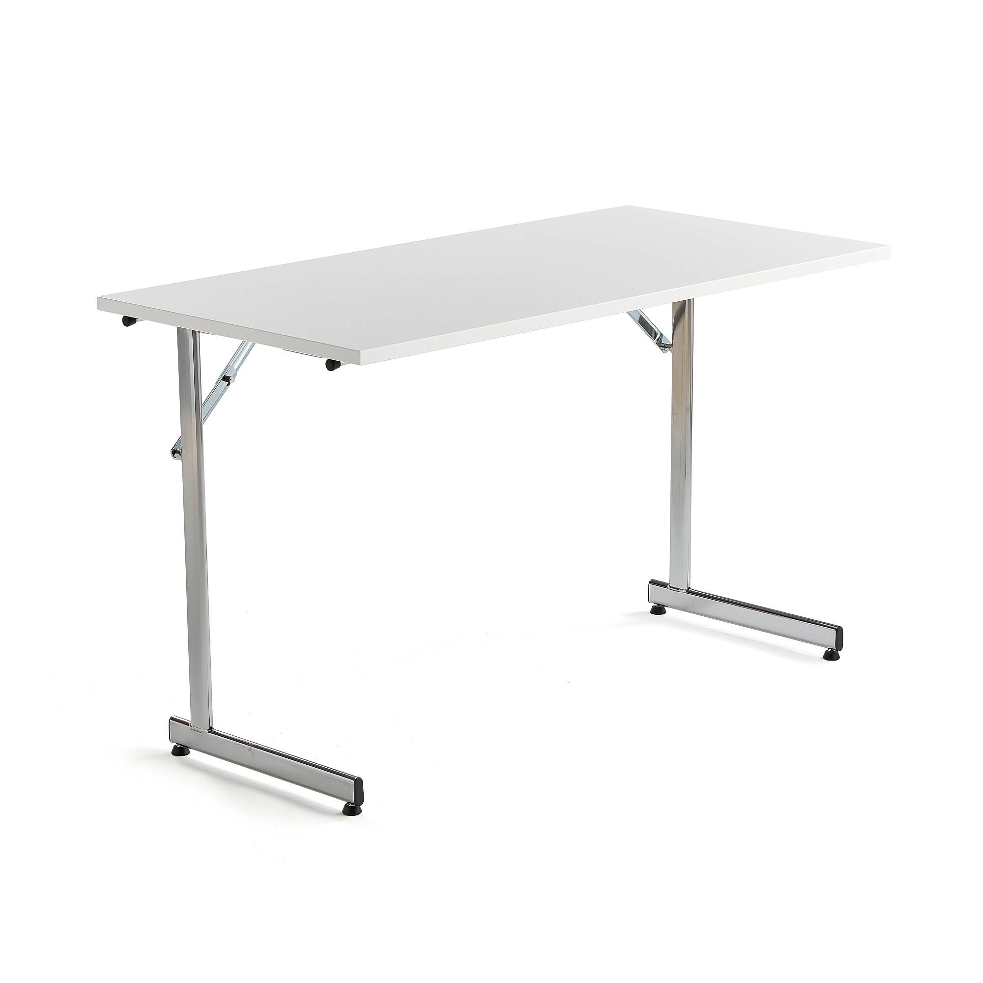 Bord CLAIRE, fällbart, 1200x600 mm, vit laminat, krom