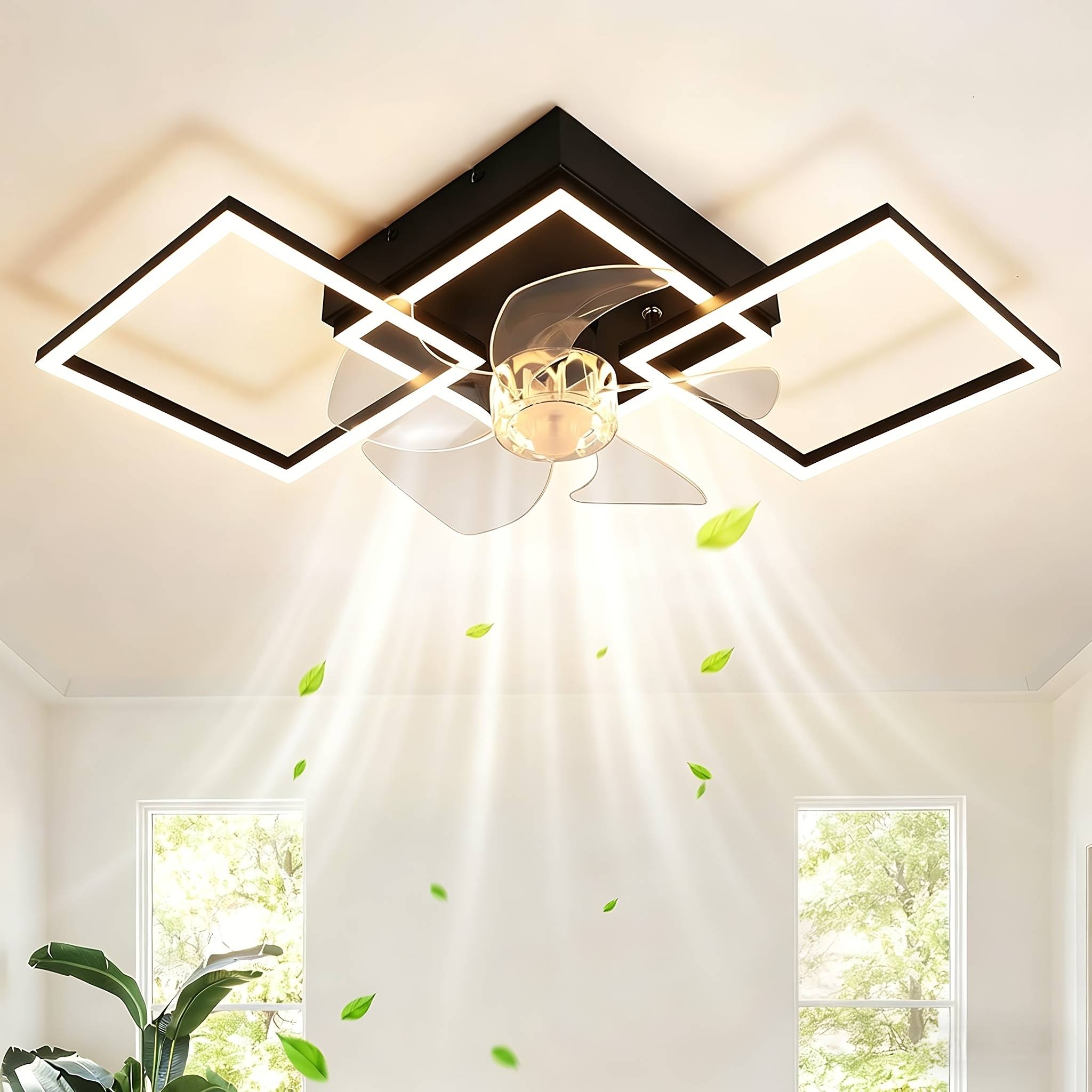 Ceiling Fan With Light Living Room Ceiling Fan 31w - Dimmable Remote Control Ceiling Fan, , With Lighting, Large Timer, 6-speed Dimmable, Suitable For Bedroom, Kitchen, Dining Room