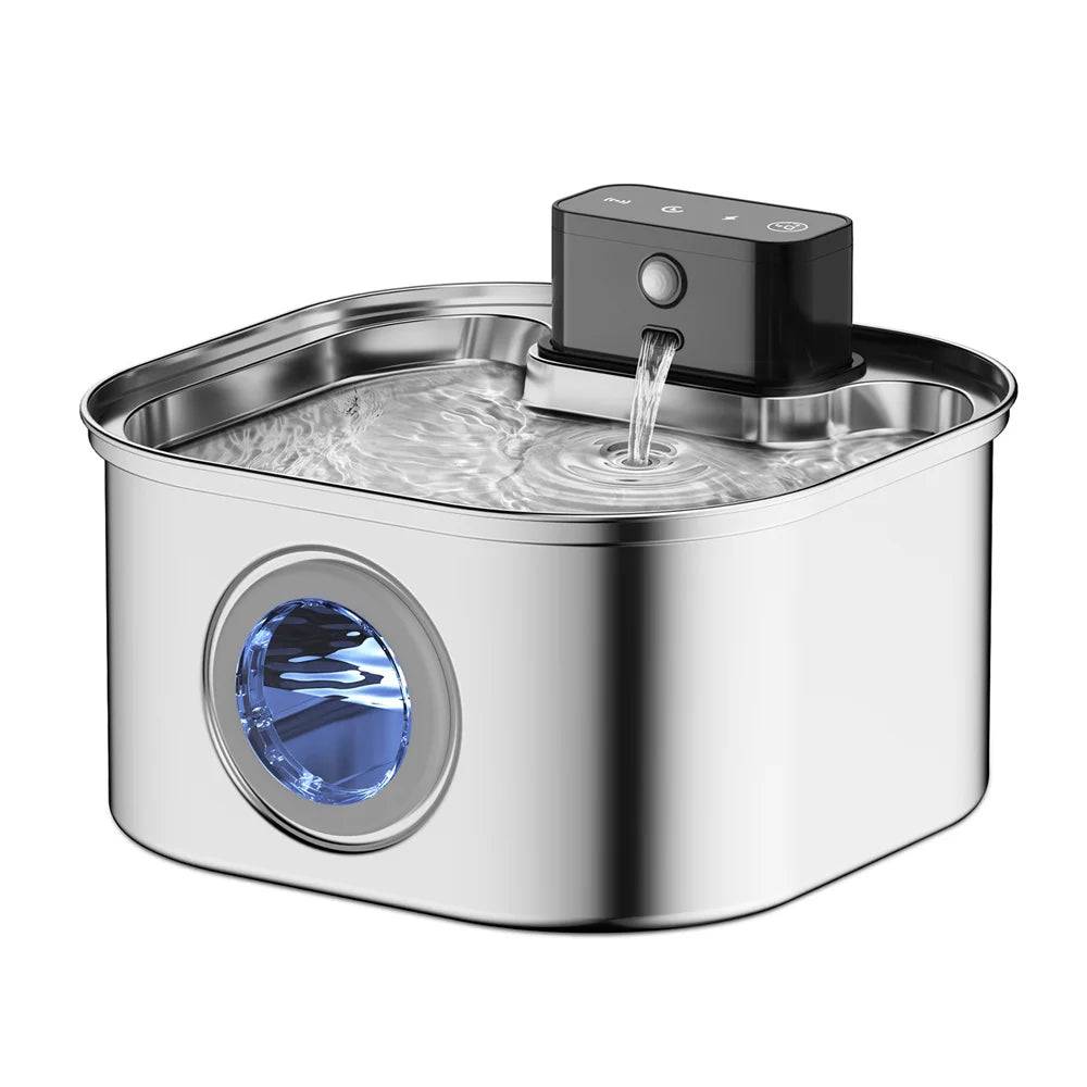 Stainless Steel Wireless Rechargeable Pet Water Fountain — Automatic Induction Drinking Bowl - Charging Induction 1 / L