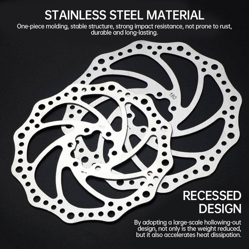 TESNO MTB Disc Brake Rotor 160mm/180mm 6-Bolt Stainless Steel Bicycle Brake Rotor for Mountain & Road Bike