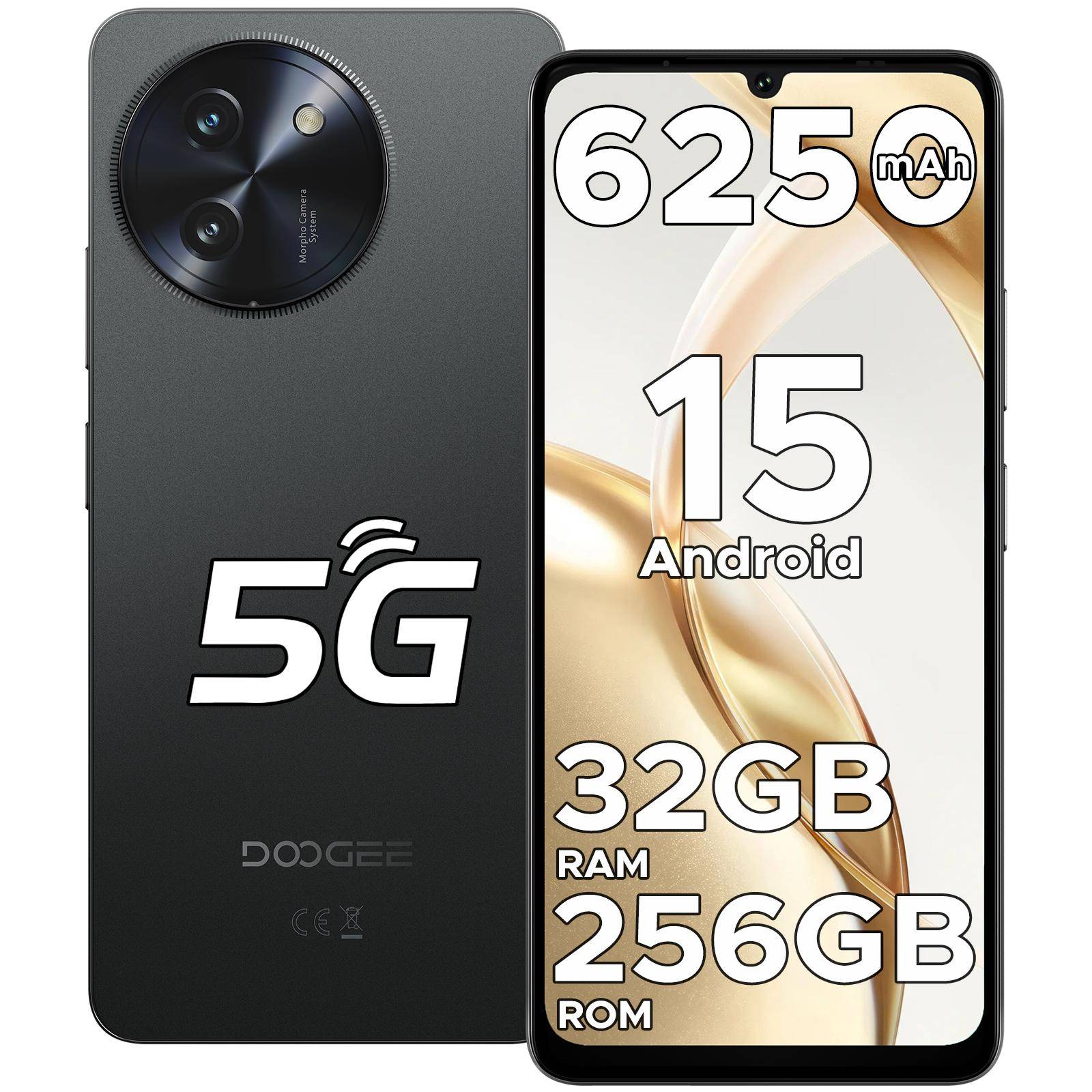 DOOGEE 5G Mobile Phones NOTE 59 PRO, Android 16 Phone With Gemini AI, Octa Core 2.3GHz, 120Hz 6.75 HD+, 6250mAh, 32GB+256GB/2TB svart