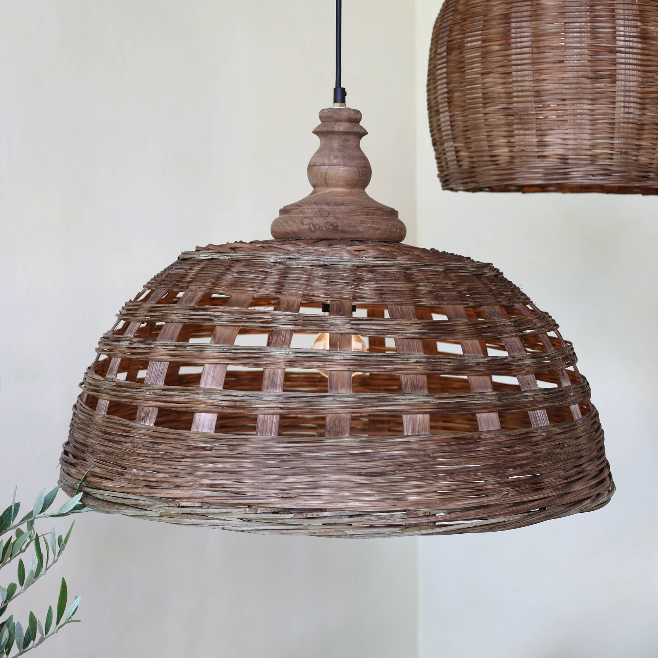 Chic Antique, Lampe i rattanflet, H43/Ø62 cm.
