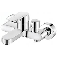 Badkarsarmatur badkarsblandare blandare badkar vattenkran en spak väggmontering duscharmatur 1/2 tum duschutgång och badkarsfyllning, ytmonterad kran för dusch och badkar (silver)