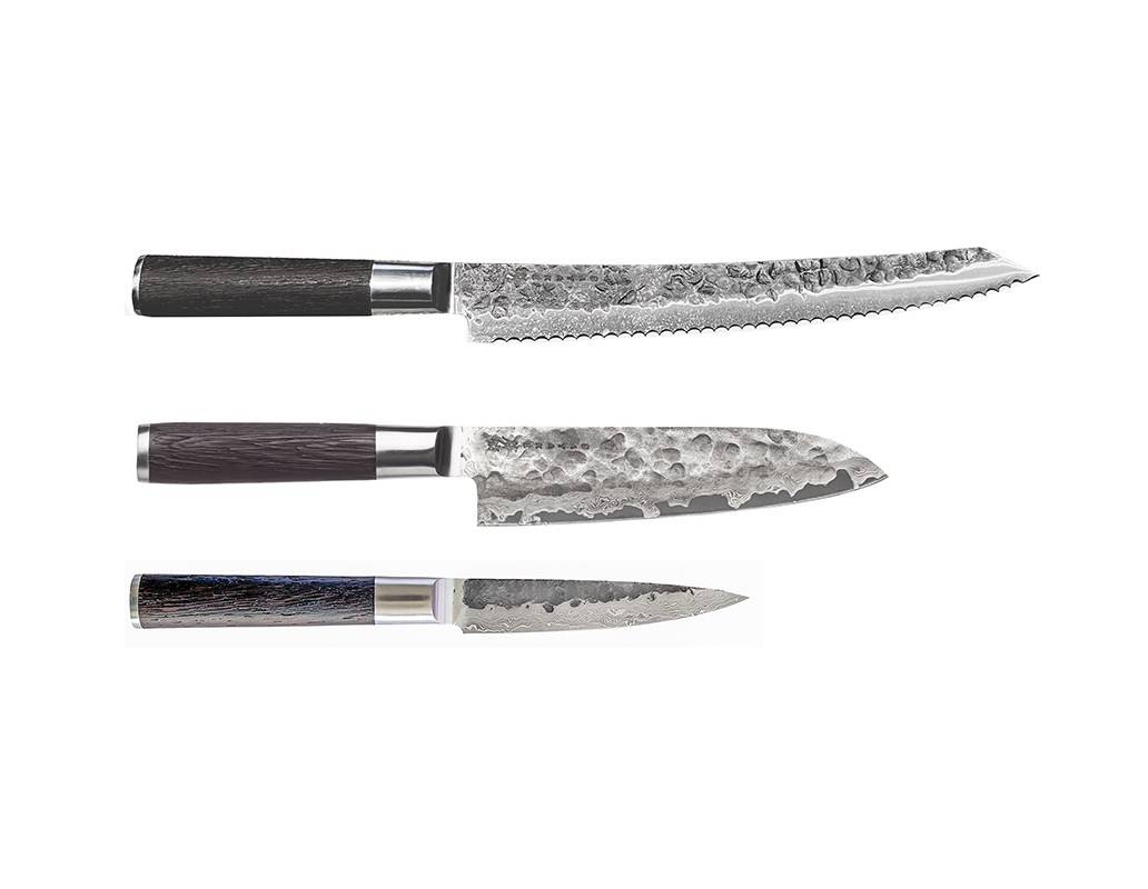 Satake Kuro Knivset 3 delar Brödsåg, Santoku, Petty