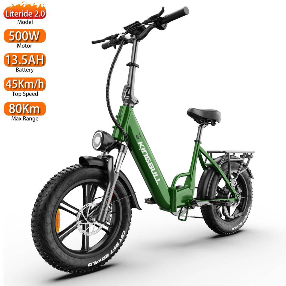Elektrisk cykel hopfällbar Kingbll Literide 20  Fettdäck 500W Motor Stadse-cykel för vuxen 48V 13.5Ah Dubbla skivbromsar Maxlast 150Kg violett