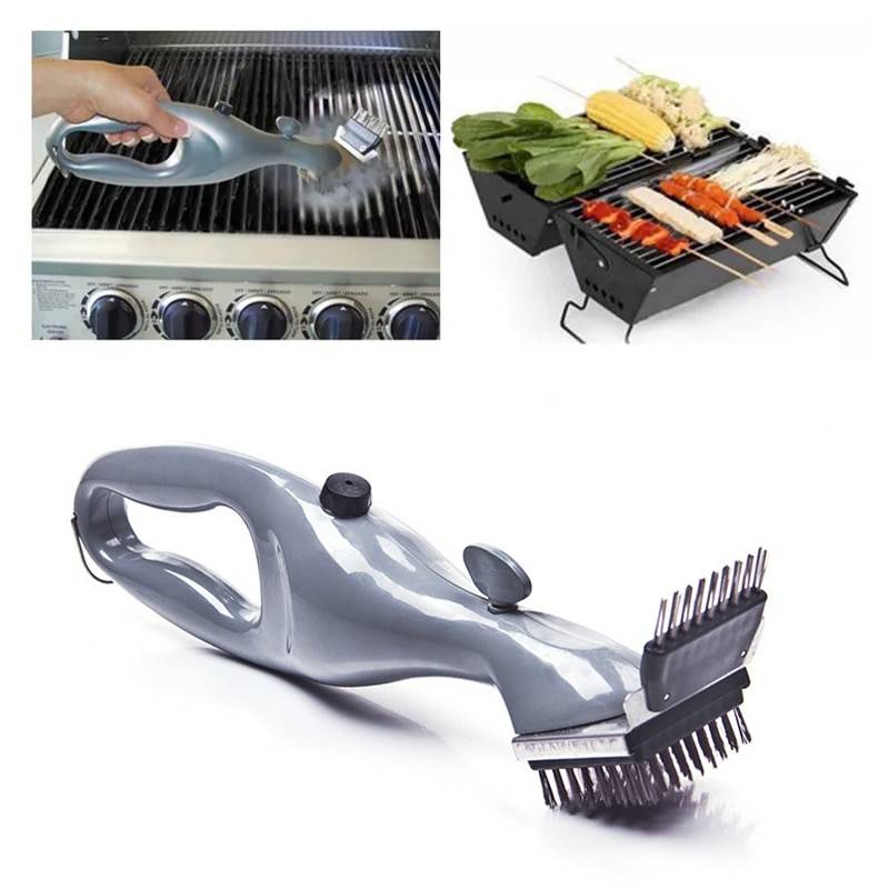 Rostfritt stål bbq ångrengöringsborste utomhus bbq grill borste gasspis grillrengörare grilla bbq verktyg matlagningsverktyg