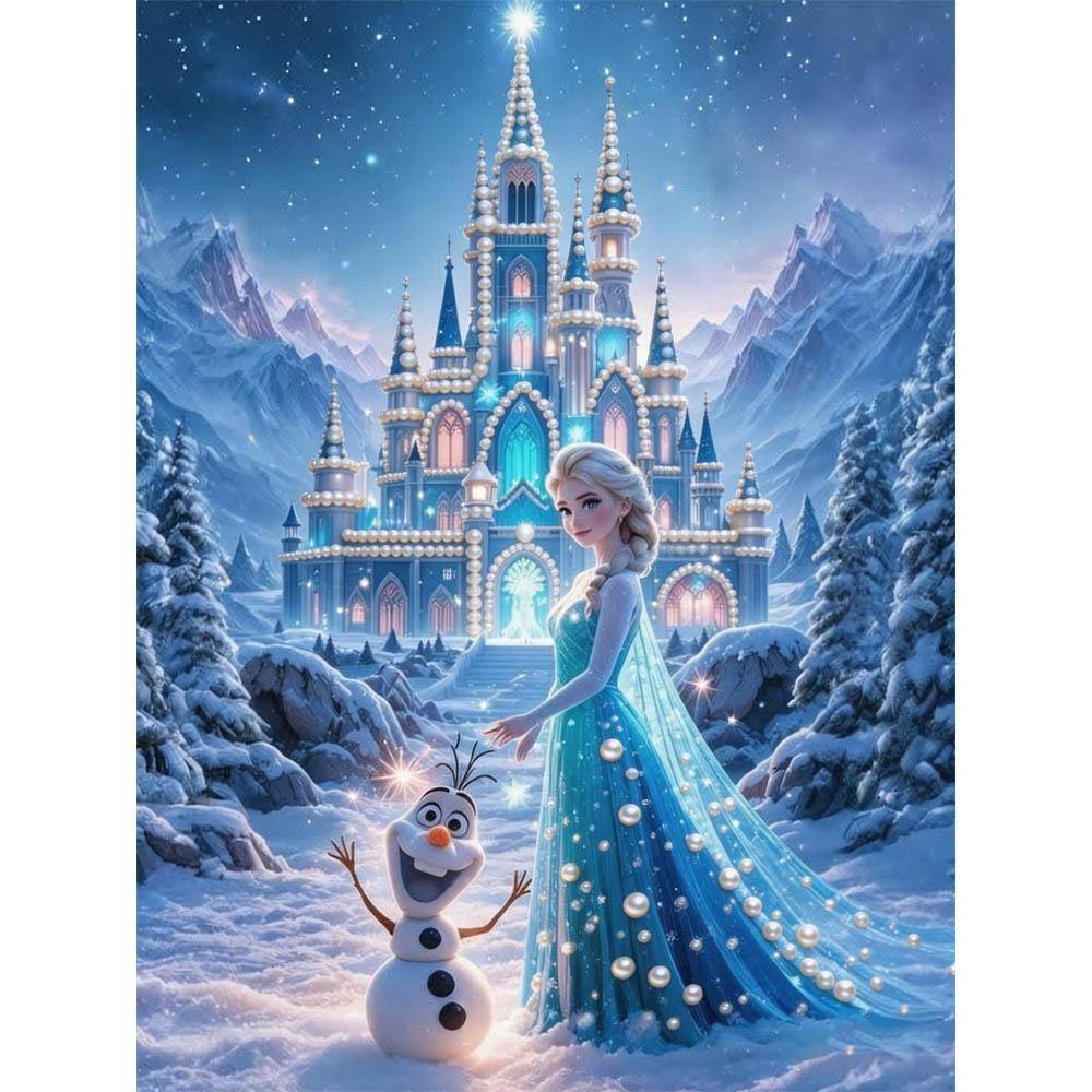 Disney Frozen Elsa Ice Castle DIY Home Decoration Artificial Gemstone Painting Picture Artwork 35x45cm