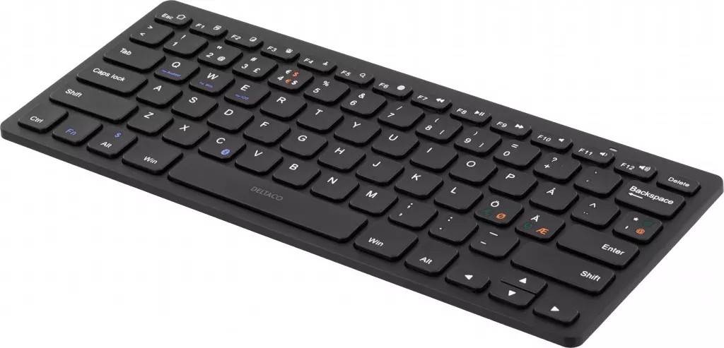 deltaco Wireless mini keyboard w/ muted keys, Bluetooth, 10m, black