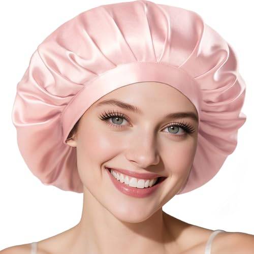 LitBear 22 Momme Seidenhaube zum Schlafen - Schlafmütze aus 100% Maulbeerseide, 100% Silk Bonnet mit elastischem Band, atmungsaktive und verstellbare Schlafhaube für lockiges Haar