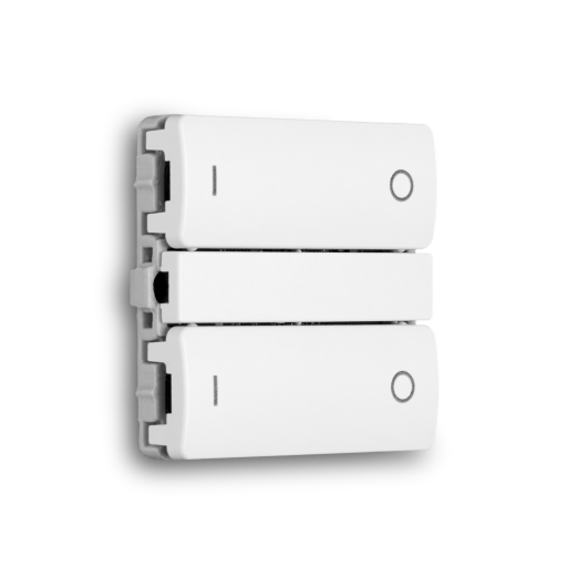 Smartkontakten Zigbee kontakt/lysdæmper til LK Fuga, tænd/sluk tangenter, hvid med Baseline 63 ramme