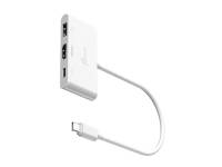 (ComputerSalg) j5create JCA399 - Videoadapter - USB-C han til HDMI, USB-C (PD), USB-A 3.2 hun - 20 cm - hvid - 4K144 Hz (3840 x 2160) support, up to 5 Gbps data tra