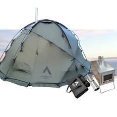 NORTENT Gamme 8 Arctic ("Army Green") med innertält & golv + tältkamin-Titan