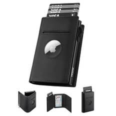 YESIIW Portmonee Herren Airtag Wallet mit Münzfach | Slim Wallet Geldbörse Herren mit RFID Schutz | Kartenetui Herren Kartenhalter Geldbeutel Herren | Schwarz Smart Wallets for Men