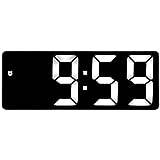 Uppladdningsbar LED-spegelväckarklocka, Digital USB-bordsklocka Energisparande Display Tyst Drift Presentpåminnelse (Rektangulär svart yta vit lampa)