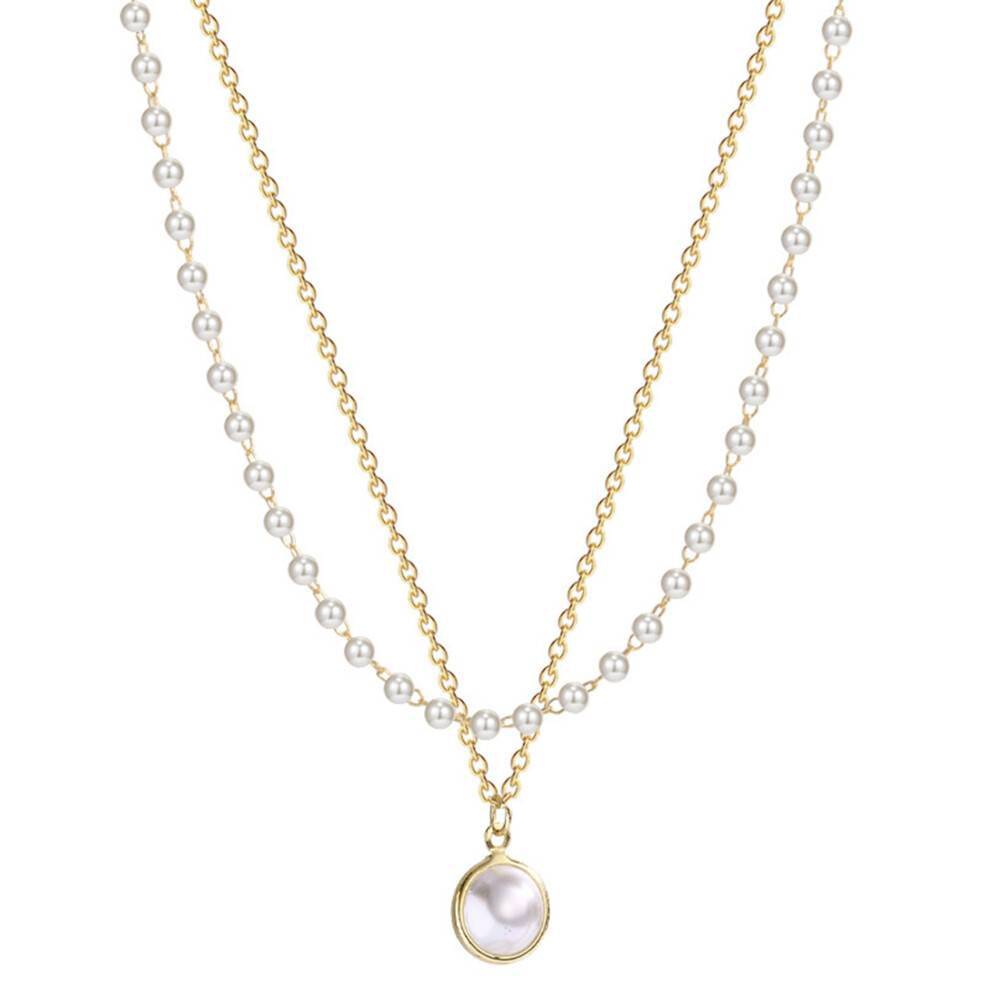 Super Beautiful Pearl Double Necklace Luxury Pearl Pendant Fashion Women Necklace Party Gift Jewelry