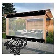 Slitstark svart vattentät presenningspanel med öljetter för pergola, terrass, sidogardiner, utomhus, transparent plast (5 x 2 5 m/16 4 x 8 0,6 m)