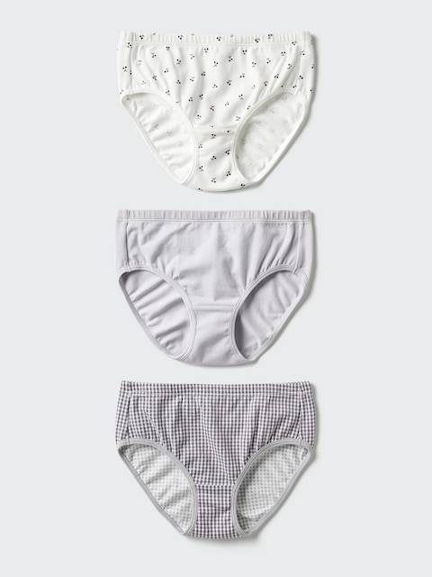 Uniqlo - Cotton Stretch Briefs (cherries, 3 Pairs) - Light Grey - 3-4 Years (110cm)