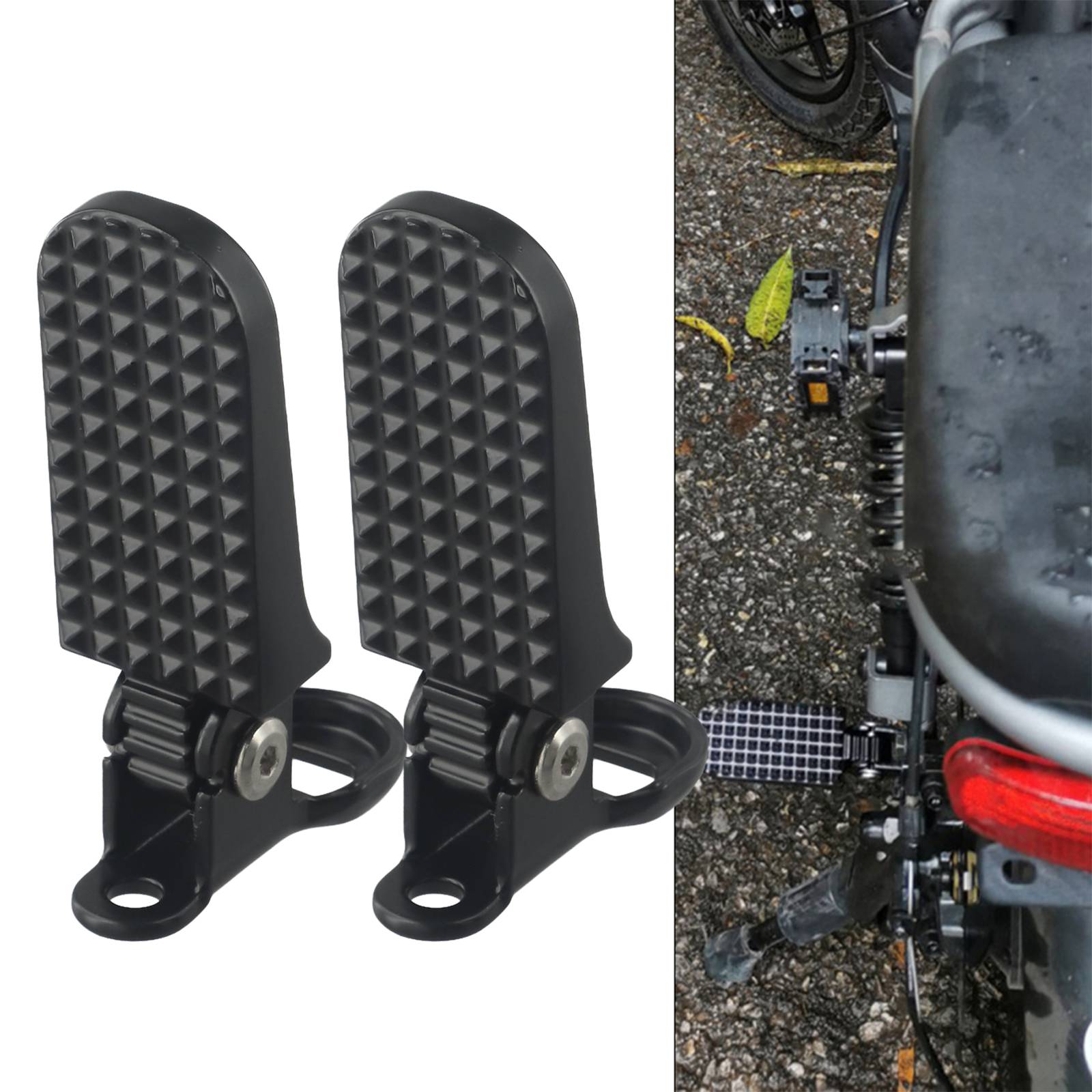 1 Pair Foldable Electric Bike Rear Pedals Aluminum Alloy Bicycle Foot Rest Pegs With Non-Slip Surfaces For Mountain Bikes