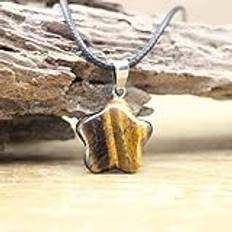 Naturlig sten stjärna hängen halsband kristall kvarts agat opalit pentagram kvinnor smycken, tigeröga
