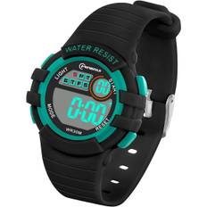 Børns digitale ur, vandtæt til piger og drenge med alarm, stopur, natlys, kalender, armbåndsur, udendørs sports multifunktions armbåndsur (sort skal)