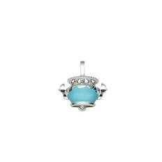 Chantecler, Accessoarer, Dam, ONE Size, Klocka Charm Hänge - Silver, Vit Diamant, Blå Emalj