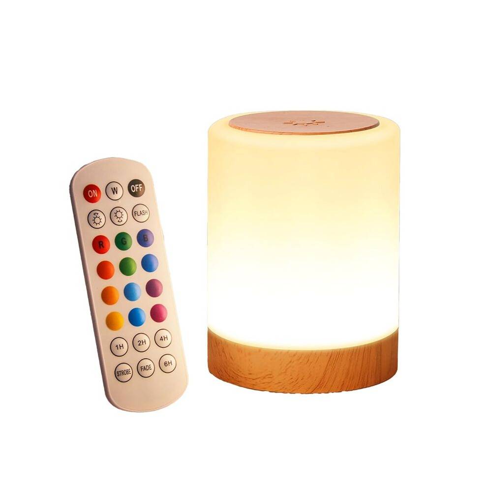 Nattlampa för Barn i Sovrummet, LED-Beröringslampa Vid Sängkanten med Fjärrkontroll, 13 Färger Som Ändras, USB-Uppladdningsbar Bärbar Lampa