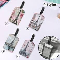 PU Bagagelapp - Paris Eiffeltornet Mönster Bagage ID Tag Adresskort Resväska Resväska Tag Hang Tag - För resenärer & Frequent Flyers - Perfekt present - Multifärgad (Stil 1 (1 styck),Stil 2 (1 styck),Stil 3 (1 styck),Stil 4 (1 styck))