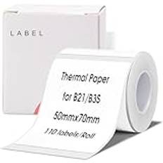 NIIMBOT Termiska etiketter självhäftande, B1/B21/B3S etiketttejp, papper för skola, hem, kontor, små företag (vit rektangel – 50 x 70 mm)